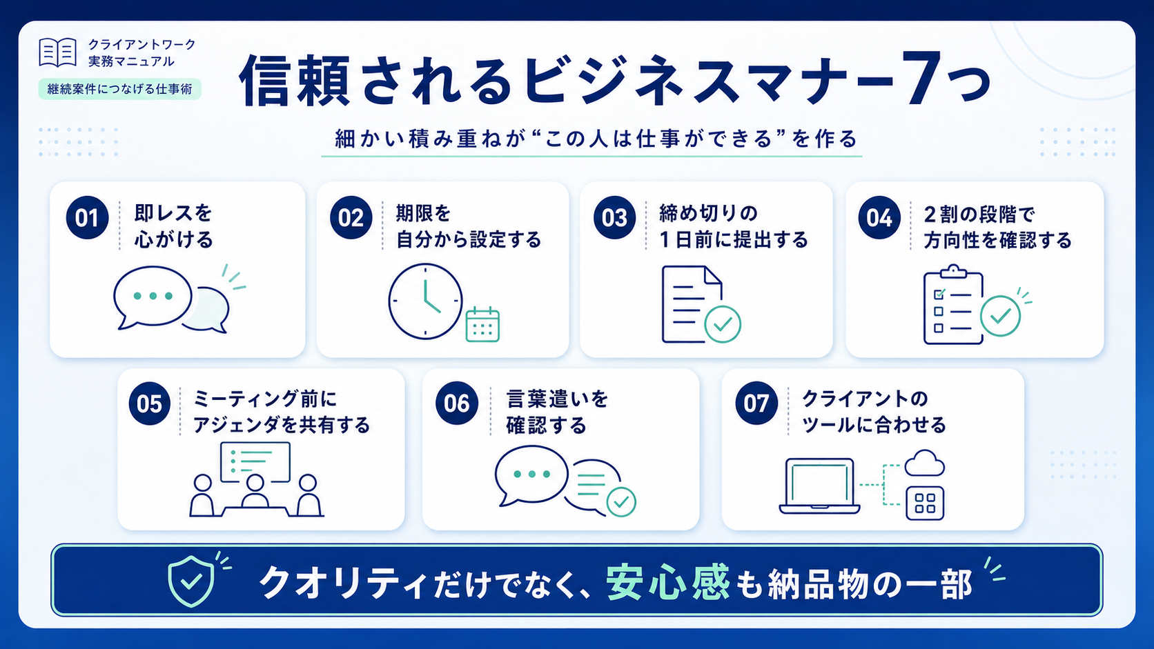 信頼されるビジネスマナー7つ
