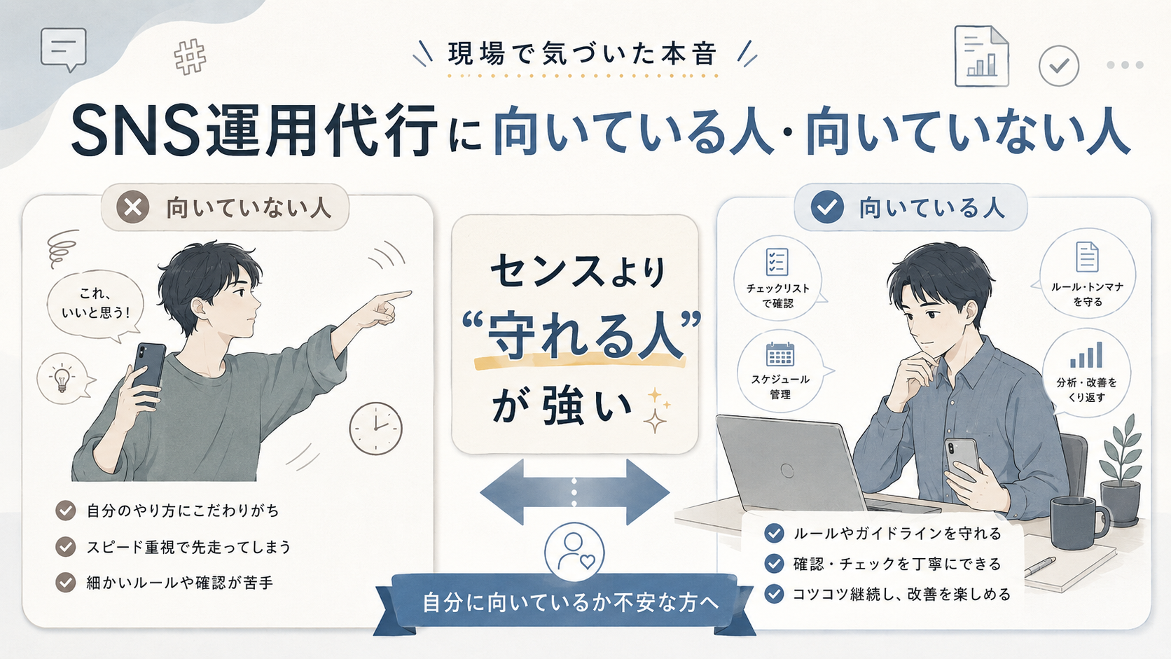 SNS運用代行に向いている人・向いていない人の決定的な違い