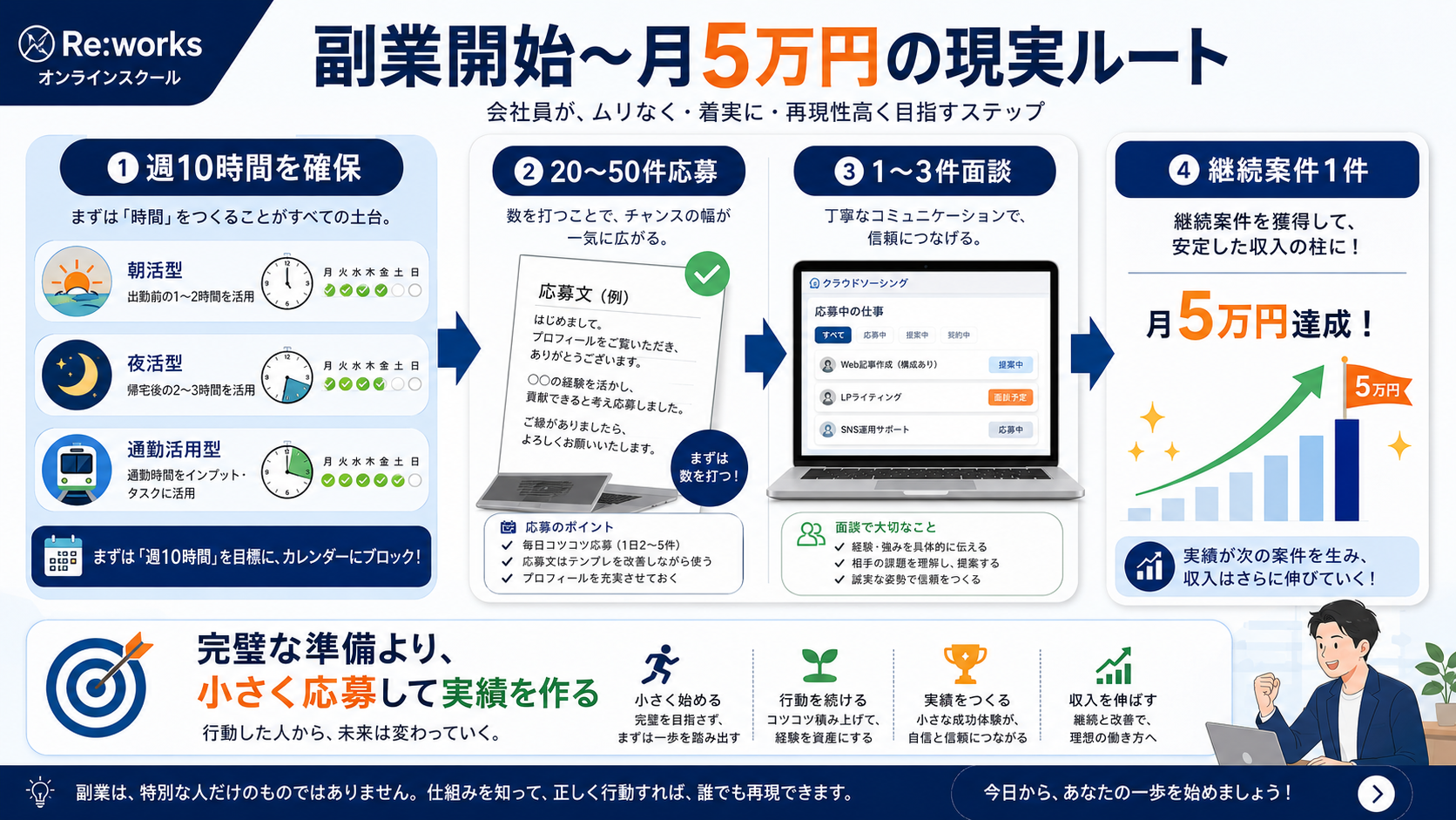 副業開始から月5万円までの時間管理と案件獲得ロードマップ